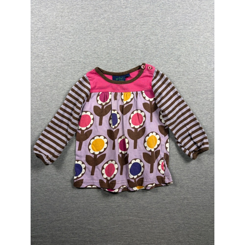 Mini Boden Tunic Top 12-18M Floral Striped Boho Cotton 31278